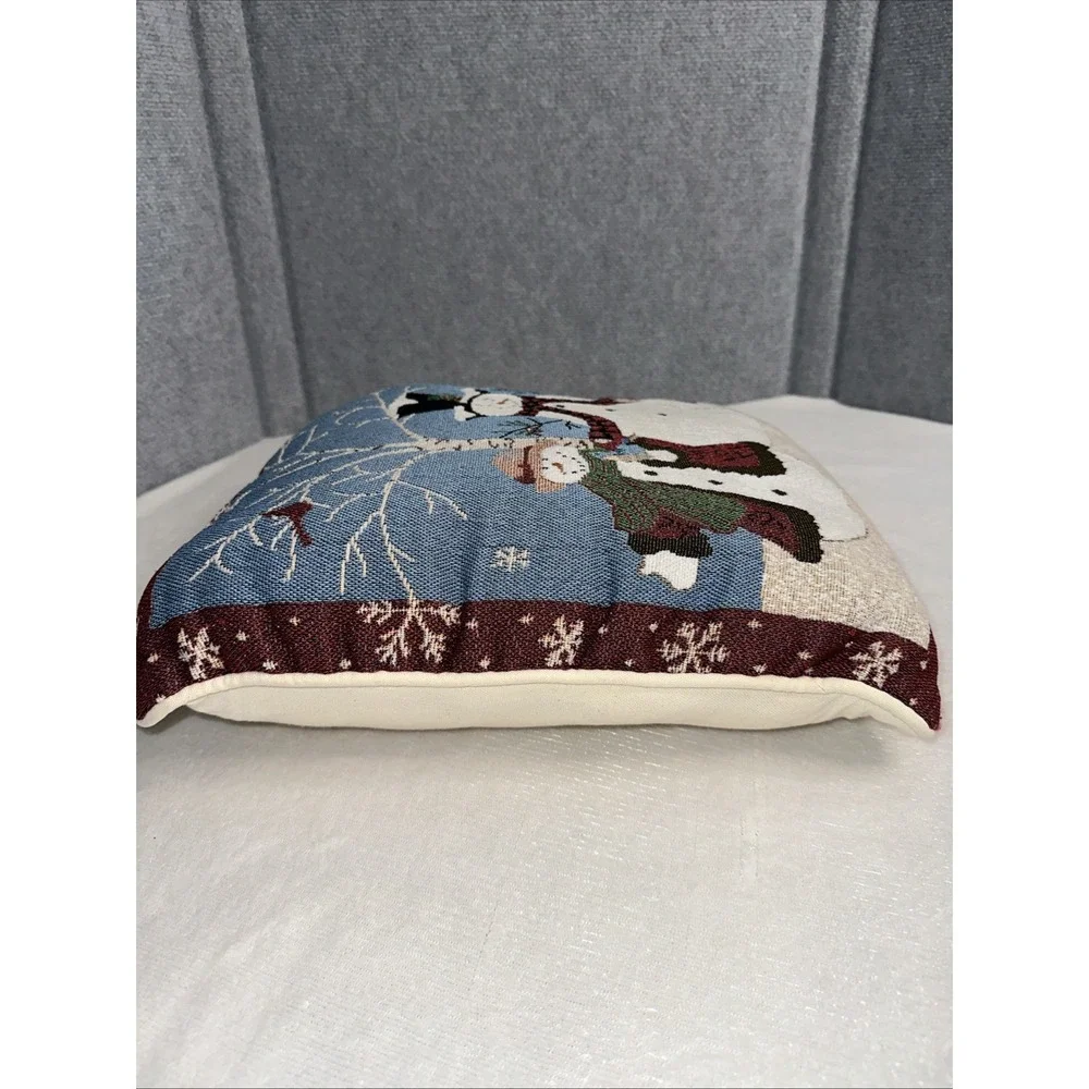 Snowman Family Tapestry Throw Pillow 15